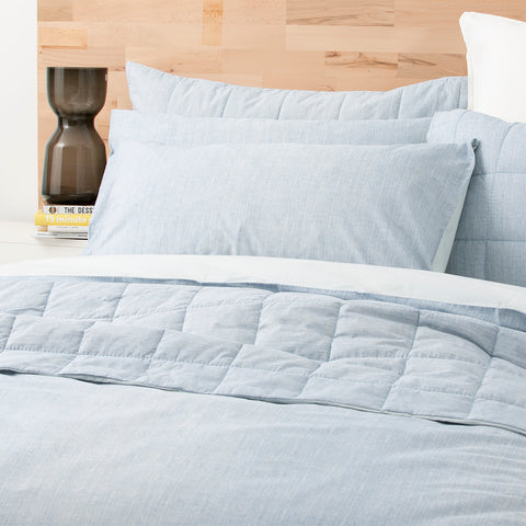 French Blue Chambray Washed Cotton Quilt Cover Set by Renee Taylor