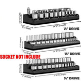6PCS 1/4" 3/8" 1/2" 143 Slot Magnetic Socket Organizer Storage Holder Trays Set