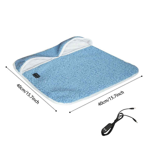 USB Heated Foot Warmer Sheep Fleece Foot Warmer Rabbit Fleece Foot Warmer Sofa - Blue - Size 40cm In Australia - Darrahopens