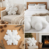 snowflake pillow, plush throw pillow, winter decor, Christmas cushion, sofa accent pillow, bedroom decoration, cozy throw pillow, snowflake shaped cushion, Australia winter home decor - White - Size 40CM