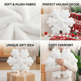 snowflake pillow, plush throw pillow, winter decor, Christmas cushion, sofa accent pillow, bedroom decoration, cozy throw pillow, snowflake shaped cushion, Australia winter home decor - White - Size 50CM