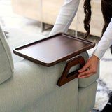 Red Folding Side Table for Sofa with Wooden Finish