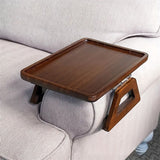 Red Folding Side Table for Sofa with Wooden Finish