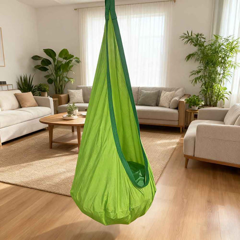 hanging hammock chair, indoor hammock chair, outdoor hammock chair, inflatable pillow, pocket, relaxation, playtime, Christmas gift, Halloween gift, lounge chair - Green - Size 160-70cm In Australia - Darrahopens