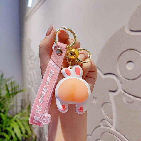 rabbit keychain, squeeze stress reliever, couple keychain, cute keychain, stress relief gift, pink keychain, keychain with bell, Australian market, anxiety relief, keychain gift - 2PCS - Size Rabbit
