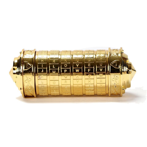 Da Vinci Code, Lock Cylinder, Puzzle, Gift, Valentine's Day Gift, Christmas Gift, Birthday Gift, Australian Puzzle, Brain Teaser, Code Breaking - Gold - Size L