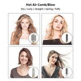 7-in-1 hair curler, automatic hair curler, hot air comb, hair dryer comb, straightening and curling, multifunctional hair tool, Australian hair styling, ceramic hair curler, volume comb, travel hair styler, all hair types - White - Size 7
