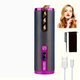 Gun - metal grey Black - gold color Black Automatic Hair Curler LED Temperature Display USB Rechargeable Curler Salon