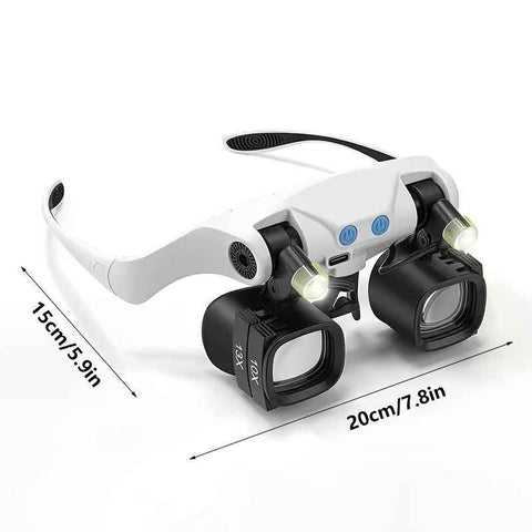 Black binocular magnifying glasses, LED lights, hands-free magnifier, adjustable magnification, high-powered magnifier, Australia
