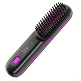 Black Silver Wireless Hair Straightening Comb Fast Heating Hair Comb Women'S Hair Styling In Australia - Darrahopens