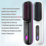 Black Silver Wireless Hair Straightening Comb Fast Heating Hair Comb Women'S Hair Styling