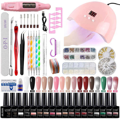 Nail Art Kit Gel Lamp Nail Grinder Nail Polishes Nail Art Tools Nail - Multi - Size Set1 In Australia - Darrahopens