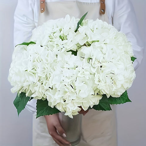 White Green Artificial Hydrangea White Hydrangea 18-Inch Flowers Real-Touch Flowers Wedding