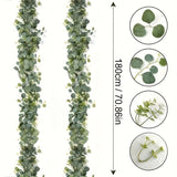 Green White Artificial Eucalyptus Garlands White Baby'S Breath 180 Cm Garlands Durable