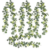 Green White Artificial Eucalyptus Garlands White Baby'S Breath 180 Cm Garlands Durable