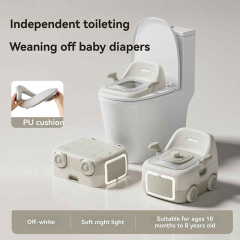 baby portable toilet, potty training, weaning off diapers, soft PU cushion, night-light, bathroom accessories, Australian market, toddler toilet seat - beige white - Size Three In Australia - Darrahopens