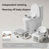 baby portable toilet, potty training, weaning off diapers, soft PU cushion, night-light, bathroom accessories, Australian market, toddler toilet seat - Monet Grey - Size Three In Australia - Darrahopens