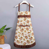 Korean-style apron, floral apron, women's apron, breathable apron, oil-proof apron, kitchen apron, apron set, adjustable apron, gift for cook - Camel - Size M In Australia - Darrahopens