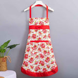 Korean-style apron, floral apron, women's apron, breathable apron, oil-proof apron, kitchen apron, apron set, adjustable apron, gift for cook - Red - Size M In Australia - Darrahopens