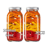 large capacity food storage jar, food-grade glass jar, airtight storage jar, pickle jar, grain storage, snack storage, tea storage, pantry organisation, Australian kitchen - Clear - Size 64oz-2pcs In Australia - Darrahopens