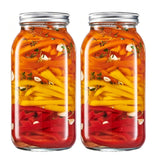 large capacity food storage jar, food-grade glass jar, airtight storage jar, pickle jar, grain storage, snack storage, tea storage, pantry organisation, Australian kitchen - Clear - Size 64oz-2pcs