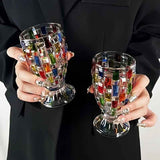 hand-painted glasses, highball glasses, lead-free crystal, colorful drinkware, festive glasses, handcrafted crystal glasses, juice glasses, whiskey glasses, cocktail glasses, iced tea glasses, Christmas glasses, Australian home bar, unique glassware, hand
