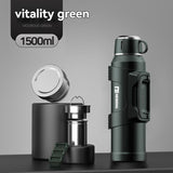 316 Stainless Steel Thermos Large Capacity Thermos Portable Thermos Flask - Black - Size 1200ml