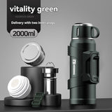 316 Stainless Steel Thermos Large Capacity Thermos Portable Thermos Flask - Green - Size 1200ml
