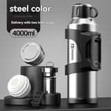 316 Stainless Steel Thermos Large Capacity Thermos Portable Thermos Flask - Silver - Size 2000ml