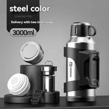 316 Stainless Steel Thermos Large Capacity Thermos Portable Thermos Flask - Silver - Size 3000ml In Australia - Darrahopens