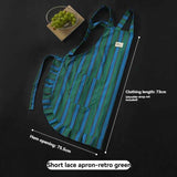 vertical striped apron, lace apron, apron with pocket, H-shaped apron, adjustable waist apron, kitchen apron, barbecue apron, gardening apron, Australian home apron - Navy - Size M