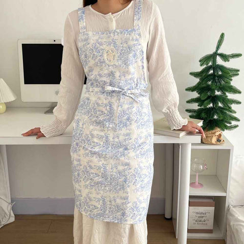 waterproof apron, ink-wash apron, drawstring apron, cafe apron, home apron, pet shop apron, anti-dust apron, australia apron - Blue - Size M In Australia - Darrahopens