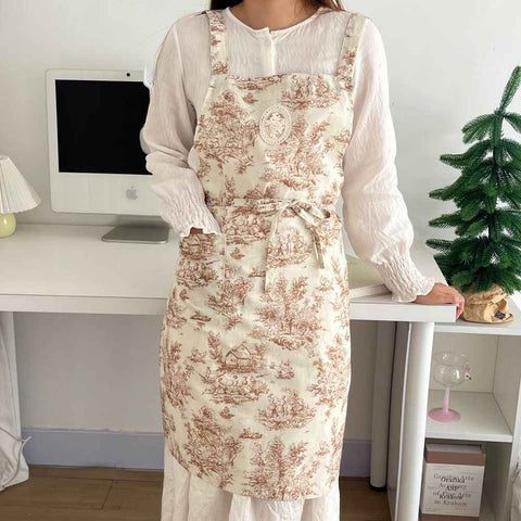 waterproof apron, ink-wash apron, drawstring apron, cafe apron, home apron, pet shop apron, anti-dust apron, australia apron - Light Brown - Size M In Australia - Darrahopens