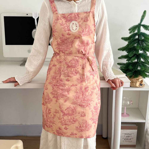 waterproof apron, ink-wash apron, drawstring apron, cafe apron, home apron, pet shop apron, anti-dust apron, australia apron - Pink - Size M In Australia - Darrahopens