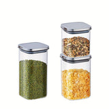 airtight storage jars, coffee bean jars, stainless steel lid, glass jars with lids, square canisters, pantry organisation, kitchen storage Australia - Clear - Size 2pcs-1000ml