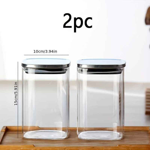 airtight storage jars, coffee bean jars, stainless steel lid, glass jars with lids, square canisters, pantry organisation, kitchen storage Australia - Clear - Size 2pcs-560ml In Australia - Darrahopens