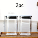airtight storage jars, coffee bean jars, stainless steel lid, glass jars with lids, square canisters, pantry organisation, kitchen storage Australia - Clear - Size 2pcs-700ml