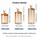 deer head storage jars, food grade canisters, coffee bean container, airtight cereal jar, grain storage set, decorative kitchen jars, pantry organization, glass canisters with lids, wooden lid jars - Clear - Size 3PCS In Australia - Darrahopens