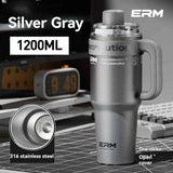 Giant Straw Tumbler Large Capacity Insulated Tumbler Ceramic Lined Cup - Gradient silver - Size 316-1200ml In Australia - Darrahopens