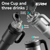 Giant Straw Tumbler Large Capacity Insulated Tumbler Ceramic Lined Cup - Gradient silver - Size 316-1200ml