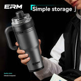 Giant Straw Tumbler Large Capacity Insulated Tumbler Ceramic Lined Cup - Gradient silver - Size porcelain-1200ml In Australia - Darrahopens