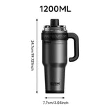Giant Straw Tumbler Large Capacity Insulated Tumbler Ceramic Lined Cup - Silver - grey - Size porcelain-1200ml In Australia - Darrahopens