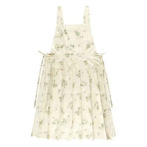sleeveless apron, bib apron, apron with pockets, kitchen apron, baking apron, pet care apron, art apron, nail art apron, milk tea apron, Australian apron, home cook apron, craft apron - Green Flowers - Size M In Australia - Darrahopens