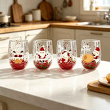 Christmas glass set, double walled glasses, borosilicate glass, festive drinkware, holiday gift, Australian Christmas, thermal insulated glasses, reusable glass cups - Random patterns - Size 4pcs In Australia - Darrahopens