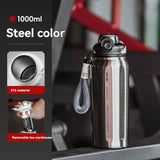 316 Stainless Steel Water Bottle Outdoor Insulated Bottle Sports Straw Bottle - Black - Size 1000ml In Australia - Darrahopens