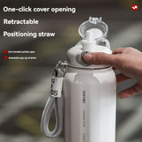 316 Stainless Steel Water Bottle Outdoor Insulated Bottle Sports Straw Bottle - Black - Size 1000ml
