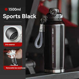 316 Stainless Steel Water Bottle Outdoor Insulated Bottle Sports Straw Bottle - Black - Size 1200ml In Australia - Darrahopens