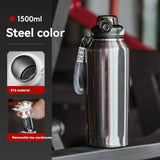 316 Stainless Steel Water Bottle Outdoor Insulated Bottle Sports Straw Bottle - Black - Size 1200ml In Australia - Darrahopens