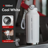 316 Stainless Steel Water Bottle Outdoor Insulated Bottle Sports Straw Bottle - Silver - Size 1000ml