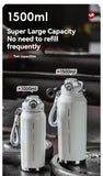 316 Stainless Steel Water Bottle Outdoor Insulated Bottle Sports Straw Bottle - Silver - Size 1000ml
